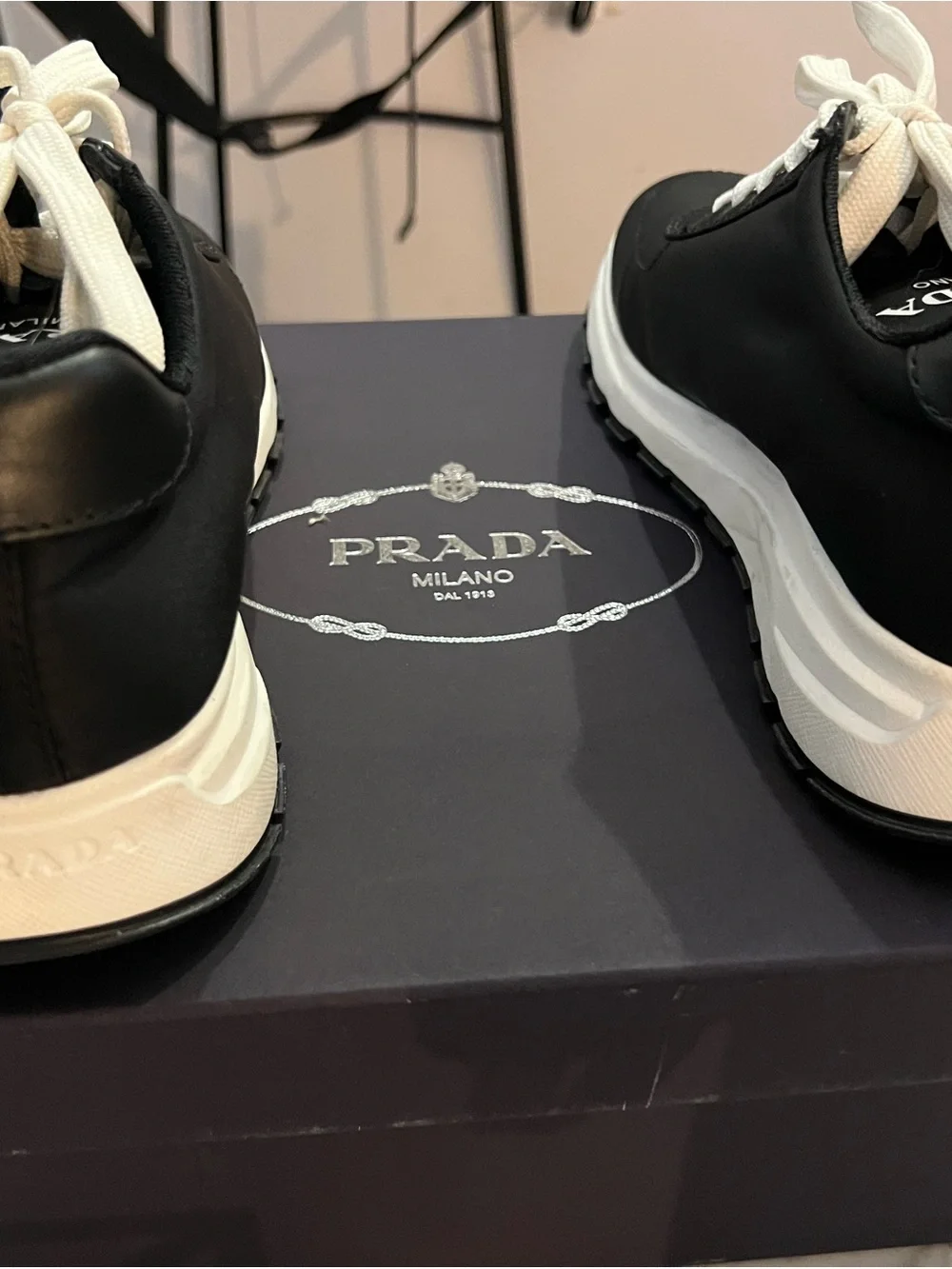 Prada Calzature Donna Sneakers - Black & White Logo